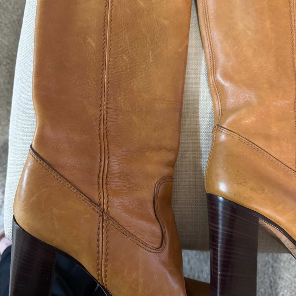 Charles David Made In Italy Banana Camel Leather Pullon Boots Vero Cuoio Size 8 - Picture 3 of 9
